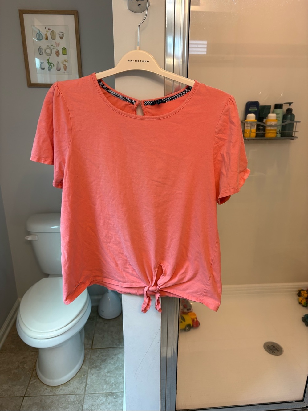 Nautica Coral Tie-Front Crop Tee